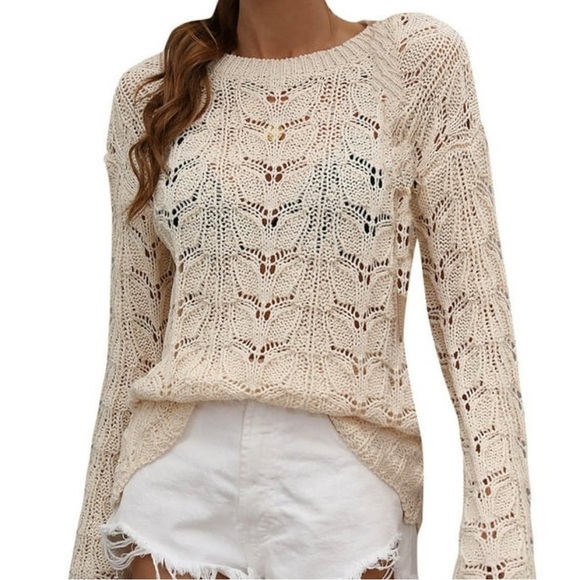 Moth Sweaters - Anthropologie Moth Eyelet Crochet Sweater